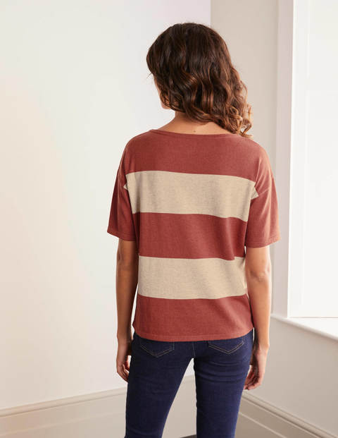 Berkeley Knitted Tee - Dusty Rose, Oatmeal Stripe Berkeley Knitted Tee - Dusty Rose, Oatmeal Stripe