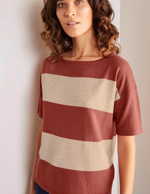 Berkeley Knitted Tee - Dusty Rose, Oatmeal Stripe Berkeley Knitted Tee - Dusty Rose, Oatmeal Stripe