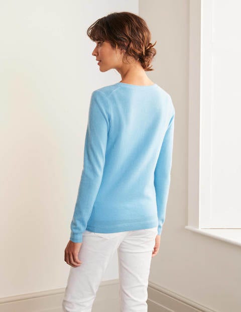 Kaschmircardigan mit Rundhalsausschnitt - Schottenrockblau Kaschmircardigan mit Rundhalsausschnitt - Schottenrockblau