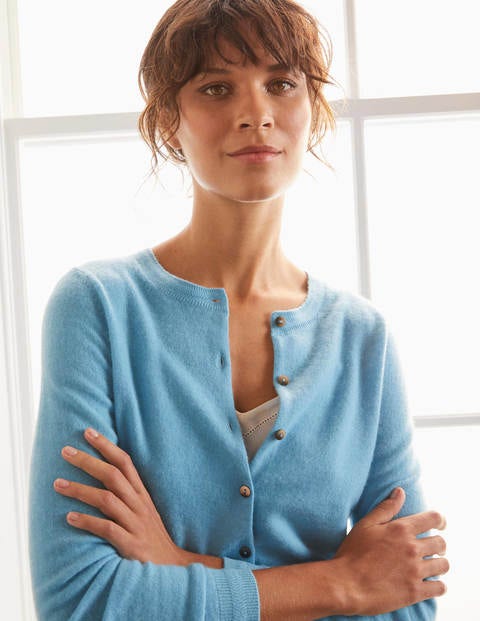 Cashmere Crew Cardigan - Lomond Blue Cashmere Crew Cardigan - Lomond Blue