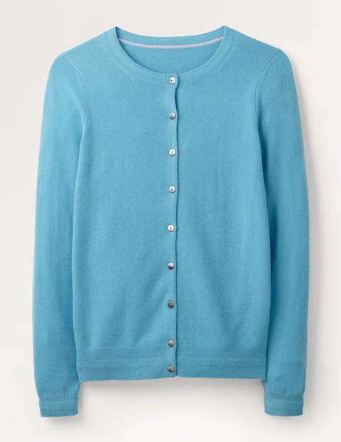 Kaschmircardigan mit Rundhalsausschnitt - Schottenrockblau Kaschmircardigan mit Rundhalsausschnitt - Schottenrockblau