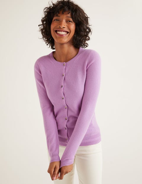 Kaschmircardigan mit Rundhalsausschnitt - Lila Kaschmircardigan mit Rundhalsausschnitt - Lila