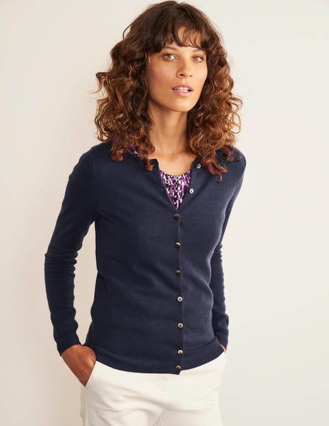 Cashmere Crew Cardigan - Navy Cashmere Crew Cardigan - Navy