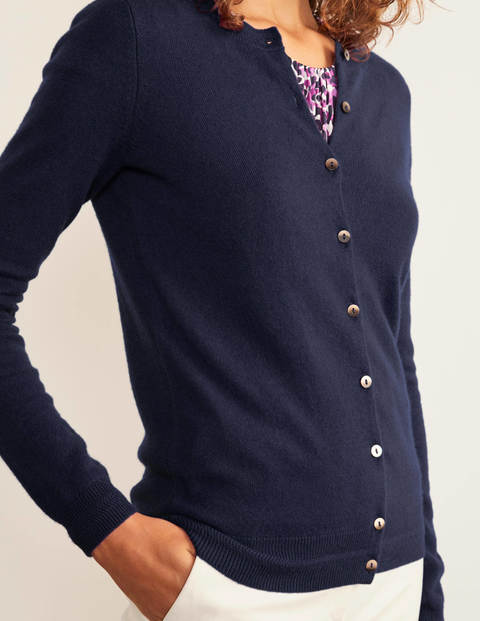 Cashmere Crew Cardigan - Navy Cashmere Crew Cardigan - Navy