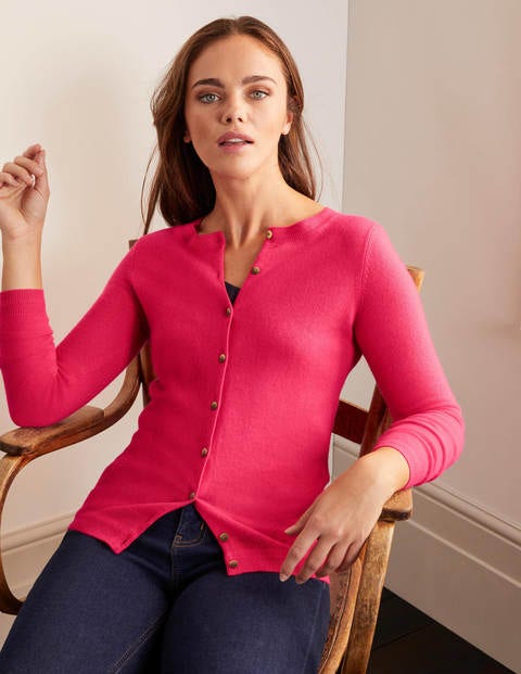 Cashmere Crew Cardigan - Carnival Pink Cashmere Crew Cardigan - Carnival Pink