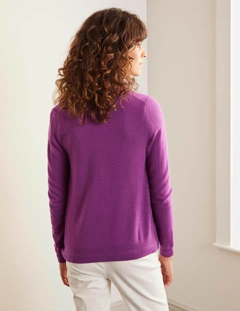 Cashmere Crew Cardigan - Jewel Purple Cashmere Crew Cardigan - Jewel Purple