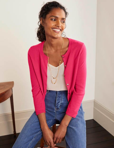 Cashmere Crop Cardigan - Carnival Pink Cashmere Crop Cardigan - Carnival Pink
