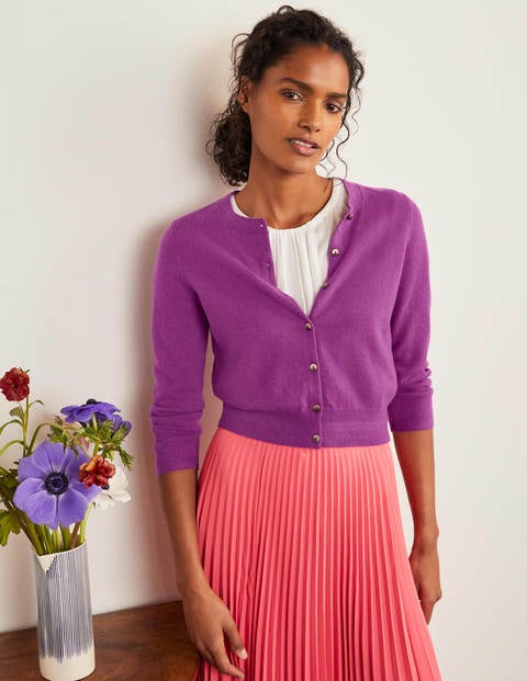 Cashmere Crop Cardigan - Jewel Purple Cashmere Crop Cardigan - Jewel Purple