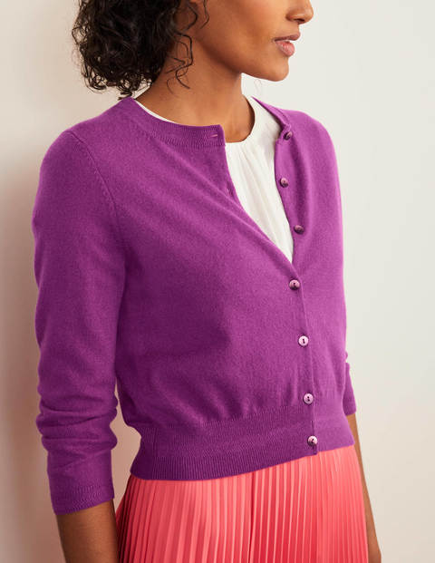 Cashmere Crop Cardigan - Jewel Purple Cashmere Crop Cardigan - Jewel Purple