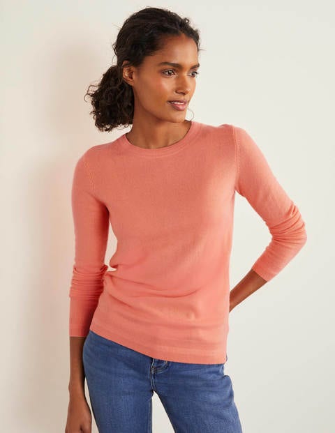 Cashmere Crew Neck Sweater - Peach Puff Cashmere Crew Neck Sweater - Peach Puff