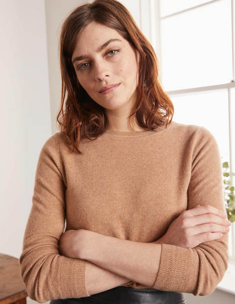 Cashmere Crew Neck Sweater - Camel Melange Cashmere Crew Neck Sweater - Camel Melange