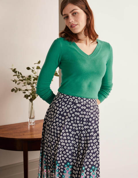 Kaschmirpullover mit V-Ausschnitt - Wiesengrün Kaschmirpullover mit V-Ausschnitt - Wiesengrün
