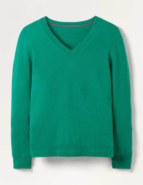 Kaschmirpullover mit V-Ausschnitt - Wiesengrün Kaschmirpullover mit V-Ausschnitt - Wiesengrün