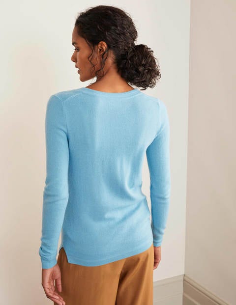 Cashmere V-neck Sweater - Lomond Blue Cashmere V-neck Sweater - Lomond Blue