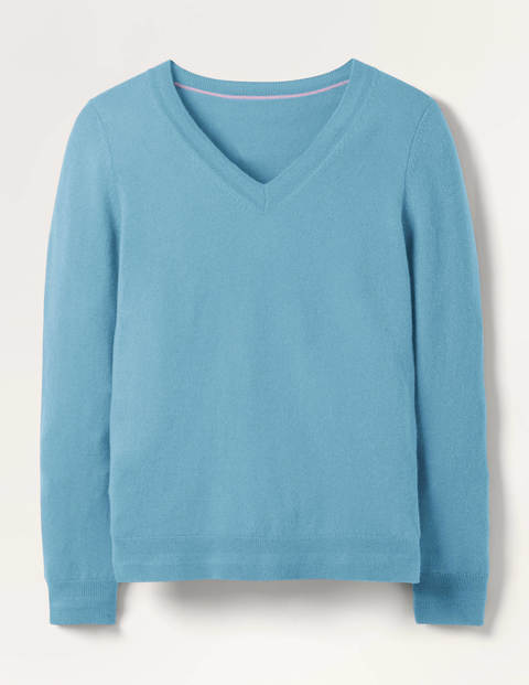 Cashmere V-neck Sweater - Lomond Blue Cashmere V-neck Sweater - Lomond Blue