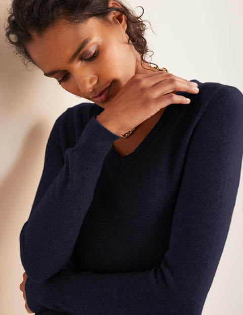 Cashmere V-neck Sweater - Navy Cashmere V-neck Sweater - Navy