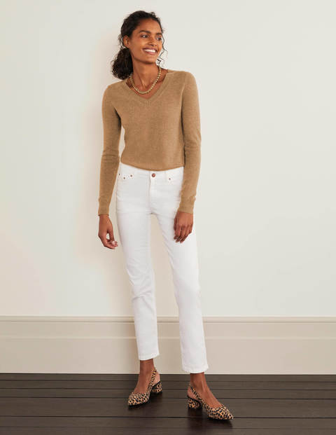Cashmere V-neck Sweater - Camel Melange Cashmere V-neck Sweater - Camel Melange