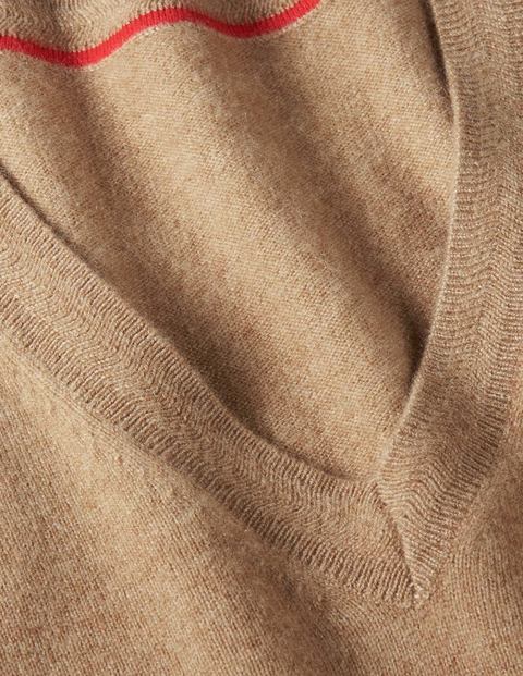 Cashmere V-neck Sweater - Camel Melange Cashmere V-neck Sweater - Camel Melange