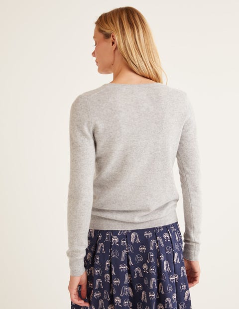 Cashmere V-neck Sweater - Grey Melange Cashmere V-neck Sweater - Grey Melange