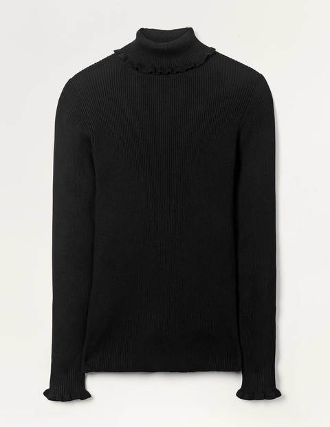 black cotton roll neck jumper