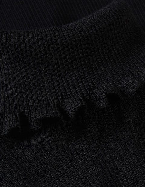 Pull col roulé en coton à volants - Noir Pull col roulé en coton à volants - Noir