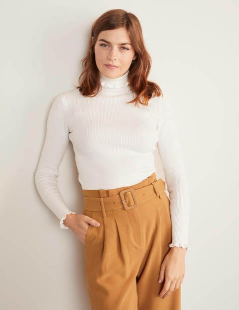 Frill Roll Neck Sweater - Ivory Frill Roll Neck Sweater - Ivory
