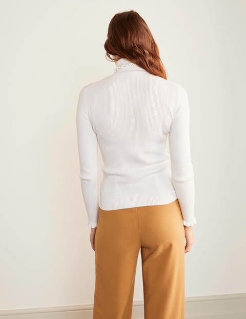 Frill Roll Neck Sweater - Ivory Frill Roll Neck Sweater - Ivory