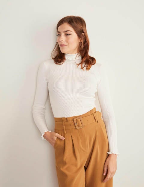 Frill Roll Neck Sweater - Ivory Frill Roll Neck Sweater - Ivory