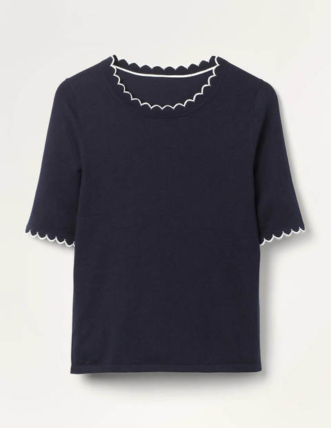 Suffolk Strick-T-Shirt mit Wellensaum - Navy Suffolk Strick-T-Shirt mit Wellensaum - Navy