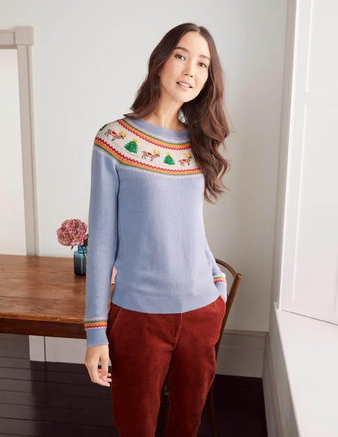 Weihnachtlicher Pullover - Eisblau, Rentier Weihnachtlicher Pullover - Eisblau, Rentier