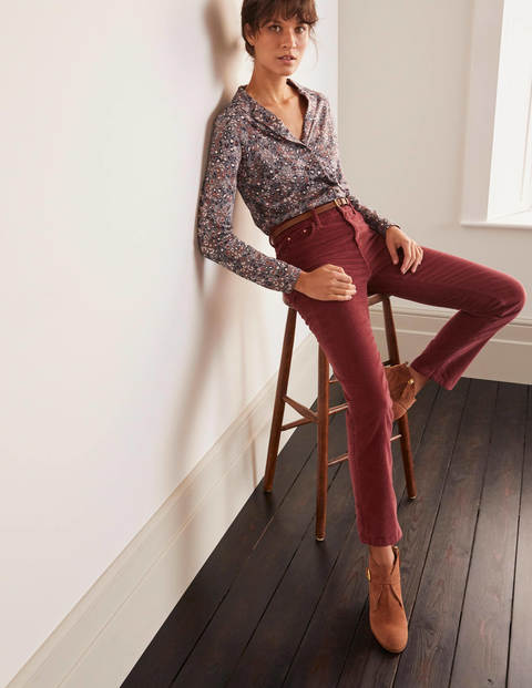 Cord Slim Straight Jeans - Maroon Cord Slim Straight Jeans - Maroon