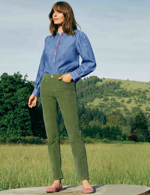 Cord Slim Straight Jeans - Field Green Cord Slim Straight Jeans - Field Green