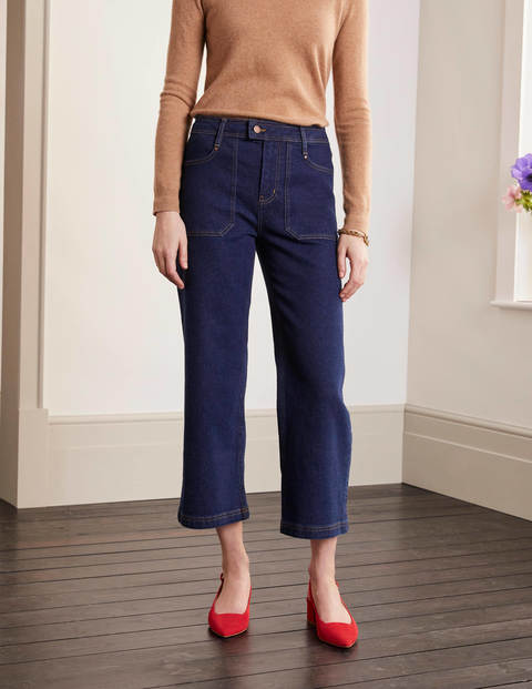 cropped wide leg denim pants