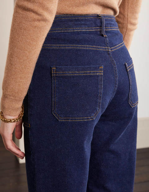 Cropped Wide Leg Cargo Jeans - Indigo Cropped Wide Leg Cargo Jeans - Indigo