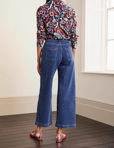 7/8-Cargo-Jeans mit weitem Bein - Mittleres Vintageblau 7/8-Cargo-Jeans mit weitem Bein - Mittleres Vintageblau