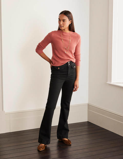 Button Detail Bootcut Jeans - Black Button Detail Bootcut Jeans - Black