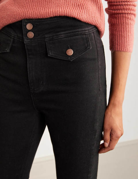 Button Detail Bootcut Jeans - Black Button Detail Bootcut Jeans - Black