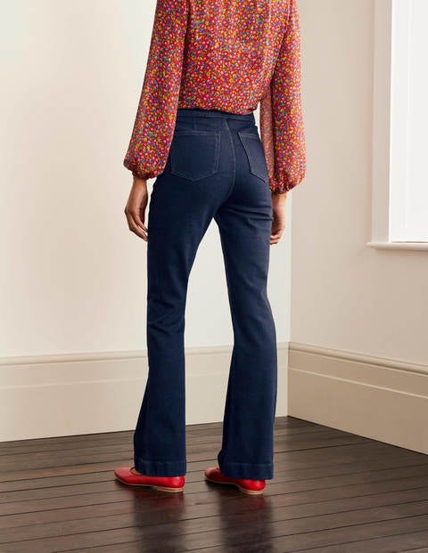 Button Detail Bootcut Jeans - Indigo Button Detail Bootcut Jeans - Indigo