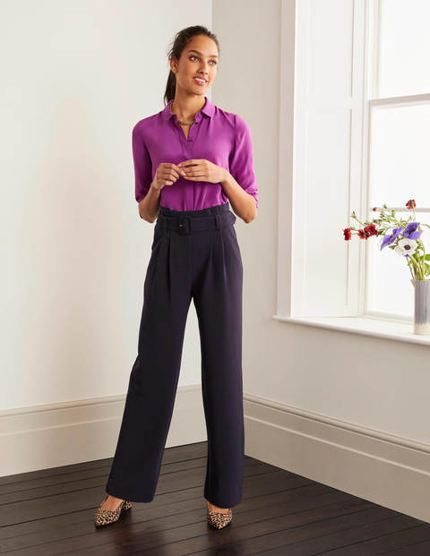 Powis Wide Leg Trousers - Navy Powis Wide Leg Trousers - Navy