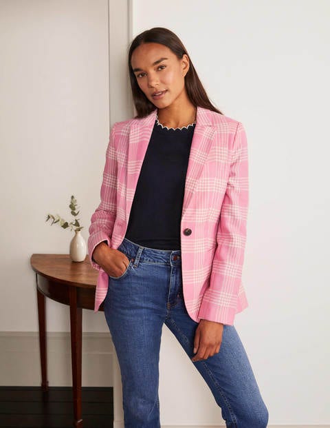 Atkins Blazer Aus Britischem Tweed Rosa Kariert Boden De