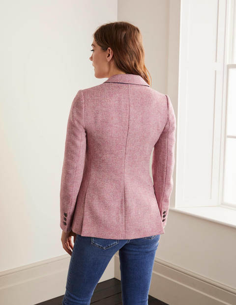 Blazer Atkins en tweed britannique - Chevrons rose