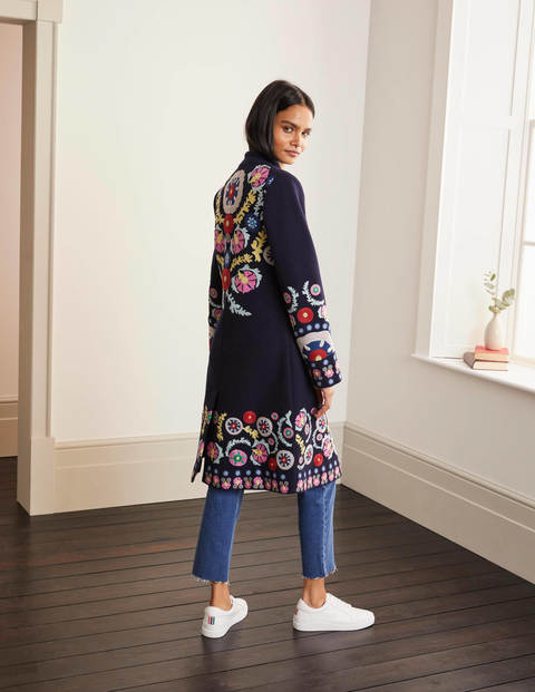 Riley Embroidered Coat - Navy Riley Embroidered Coat - Navy