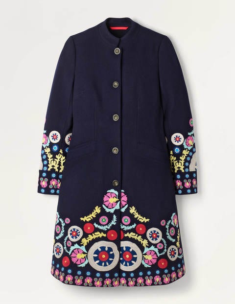 Riley Embroidered Coat - Navy Riley Embroidered Coat - Navy