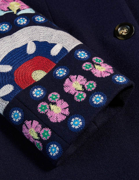 Riley Embroidered Coat - Navy Riley Embroidered Coat - Navy