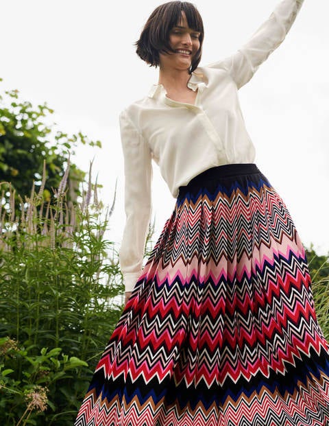 Musgrove Pleated Skirt - Red, Eccentric Chevron Musgrove Pleated Skirt - Red, Eccentric Chevron
