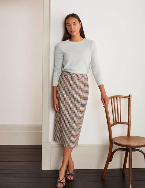 Carbury Pencil Skirt - Camel Check Carbury Pencil Skirt - Camel Check