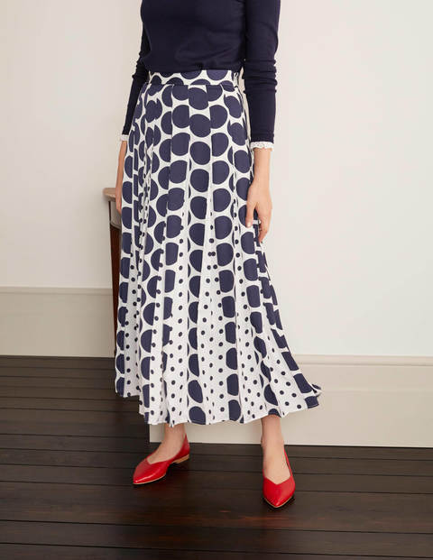 Philippa Midi Skirt - Ivory and Navy Spot Mix Philippa Midi Skirt - Ivory and Navy Spot Mix