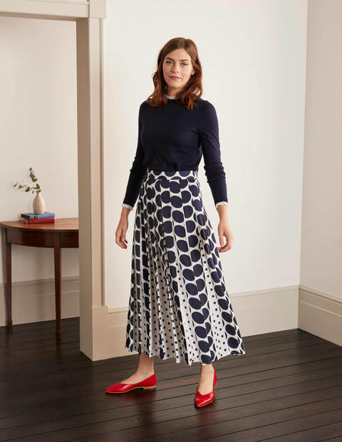 Philippa Midi Skirt - Ivory and Navy Spot Mix Philippa Midi Skirt - Ivory and Navy Spot Mix