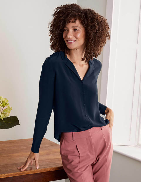 Tabitha Silk Shirt - Navy Tabitha Silk Shirt - Navy