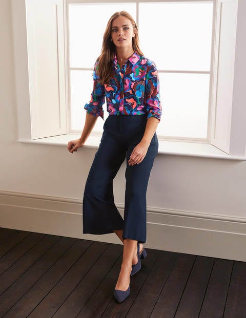 Das Seidenhemd - Navy, Große Blüten Das Seidenhemd - Navy, Große Blüten